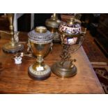 A 30cm high decorative brass oil lamp base only, t