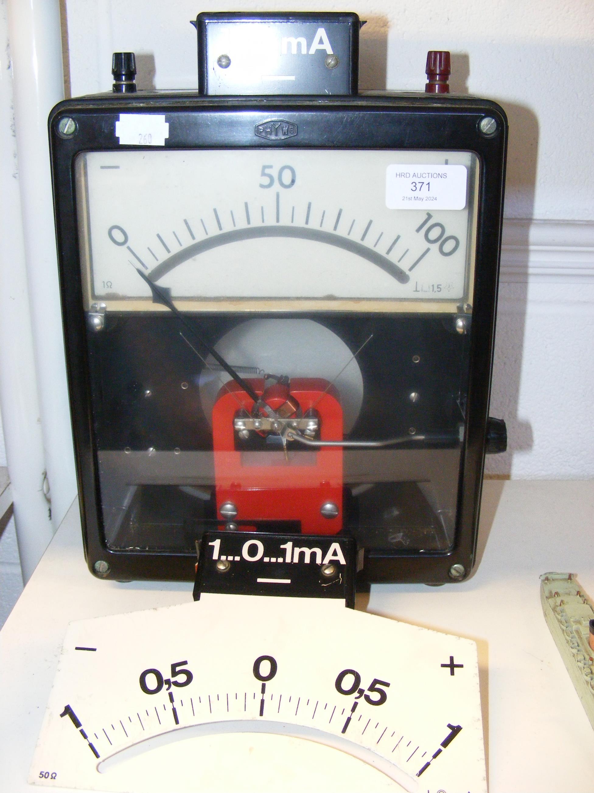 A circa 1930's Bakelite PHYWE Volt Meter