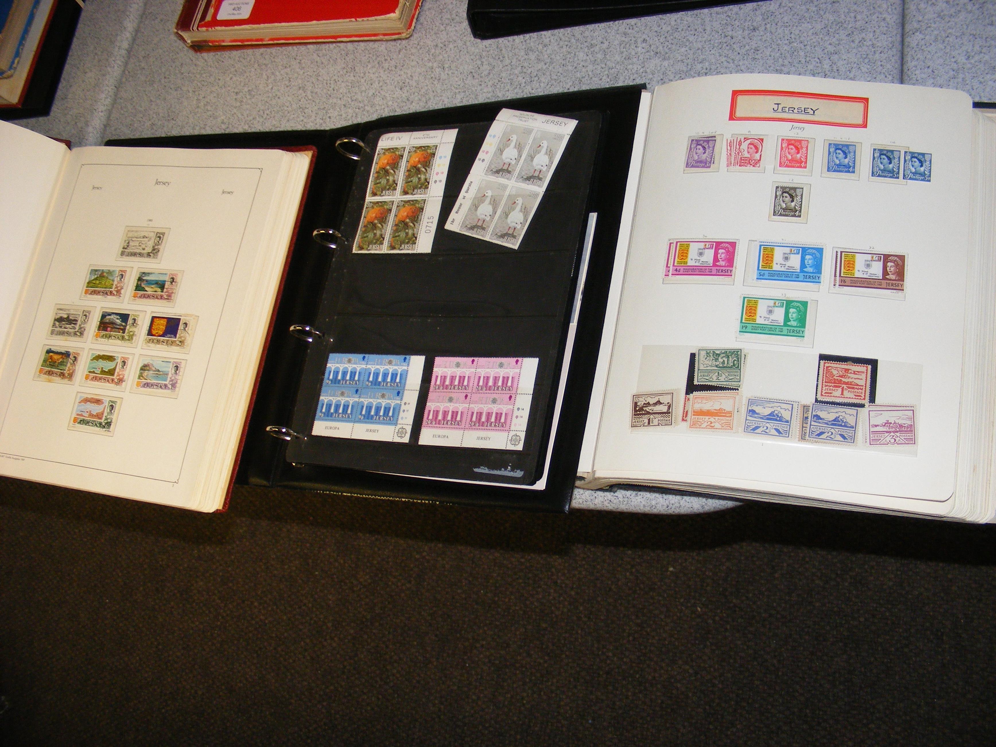 Stamps - Jersey mint and used - in three albums