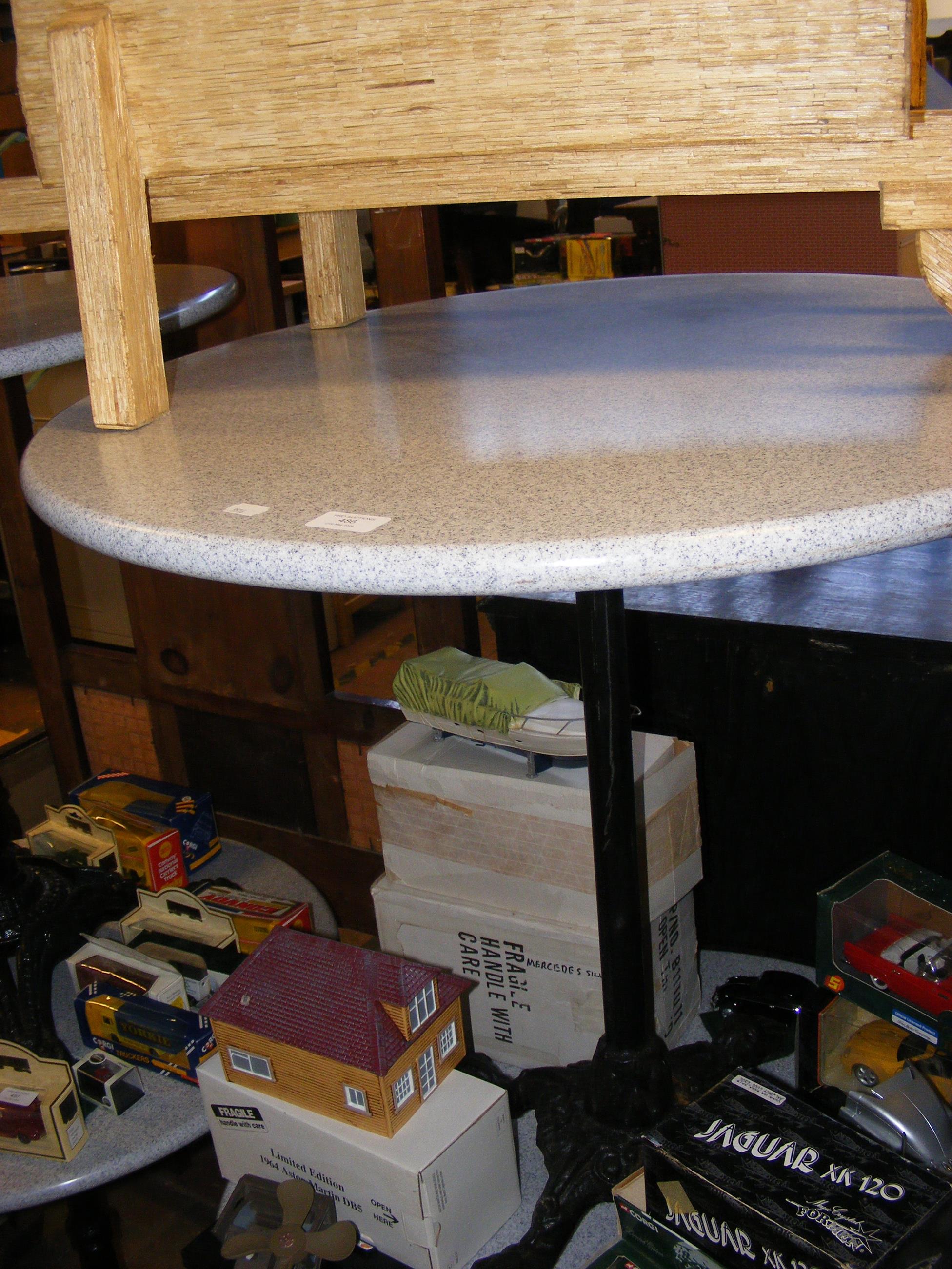 A white granite terrazzo effect bistro table, with