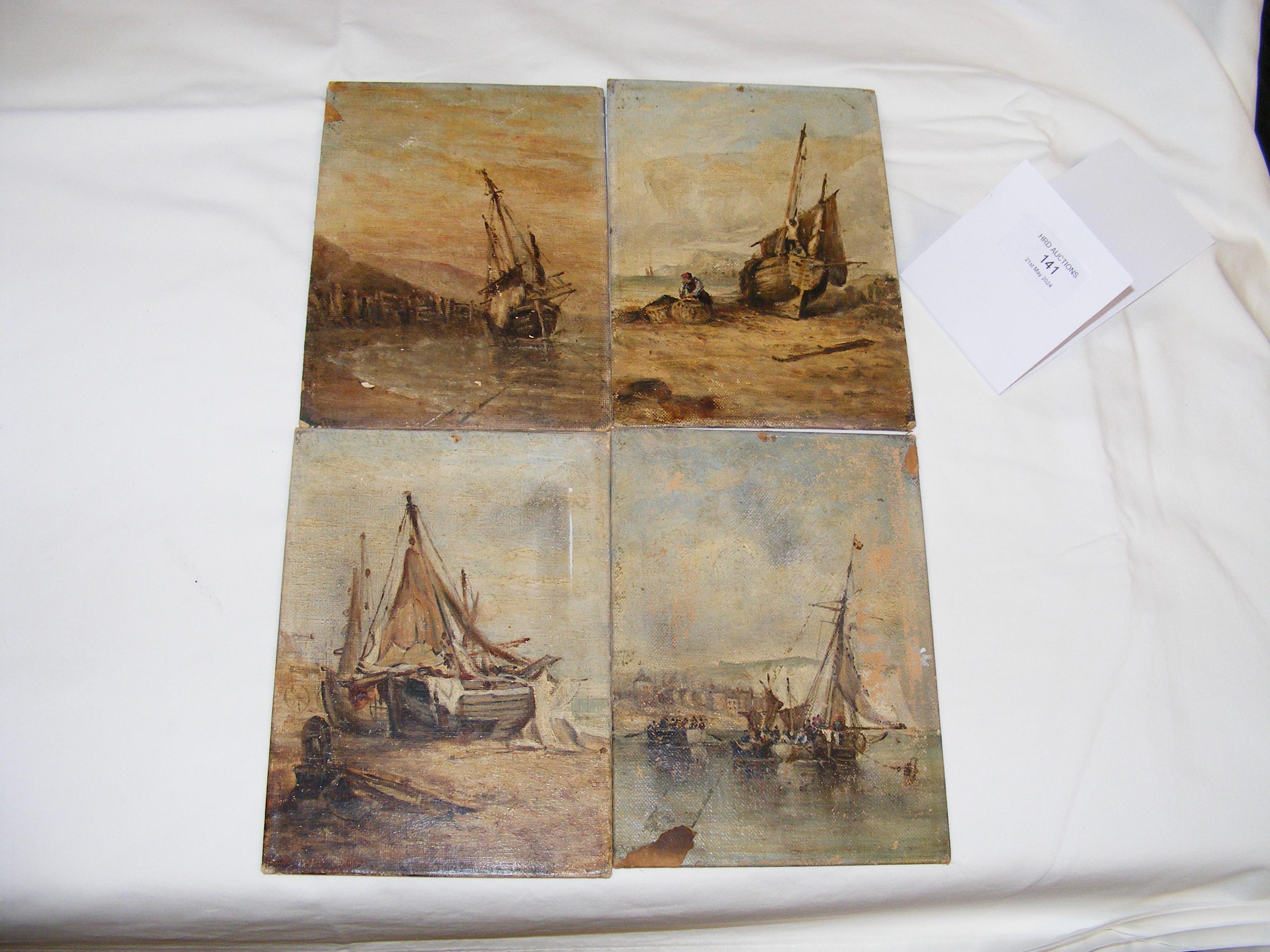 A set of four early 20th century oil marine scenes
