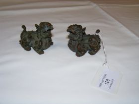 Two small mythical bronze dragon ornaments - 5cms