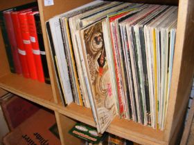 A collection of vinyl LP records, including Donny