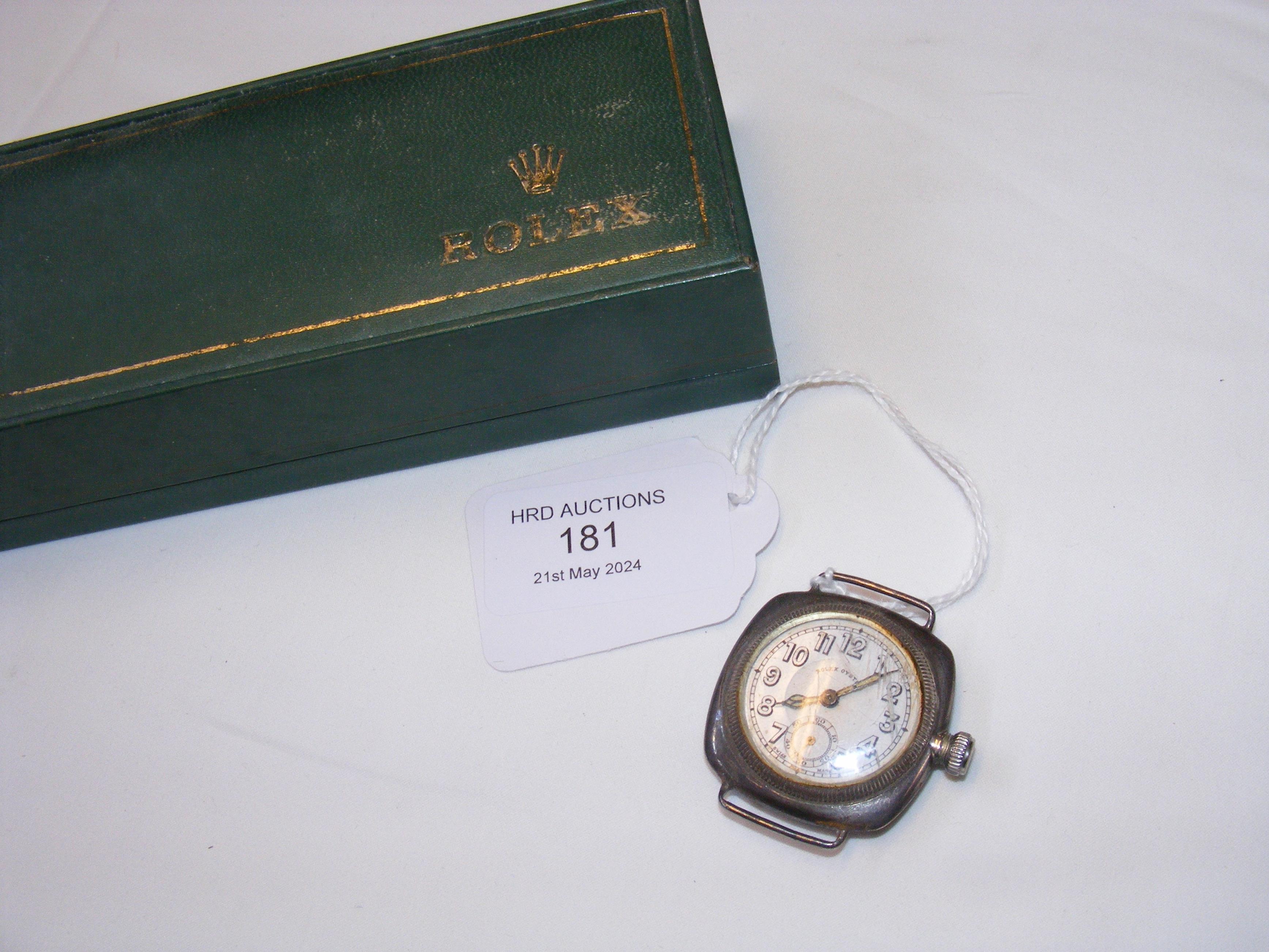 A vintage silver Rolex Oyster wrist watch, the cas