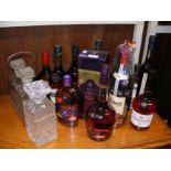 Various unopened bottles of Cognac and other spiri