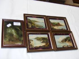 Five antique miniature oil paintings of The Isle o