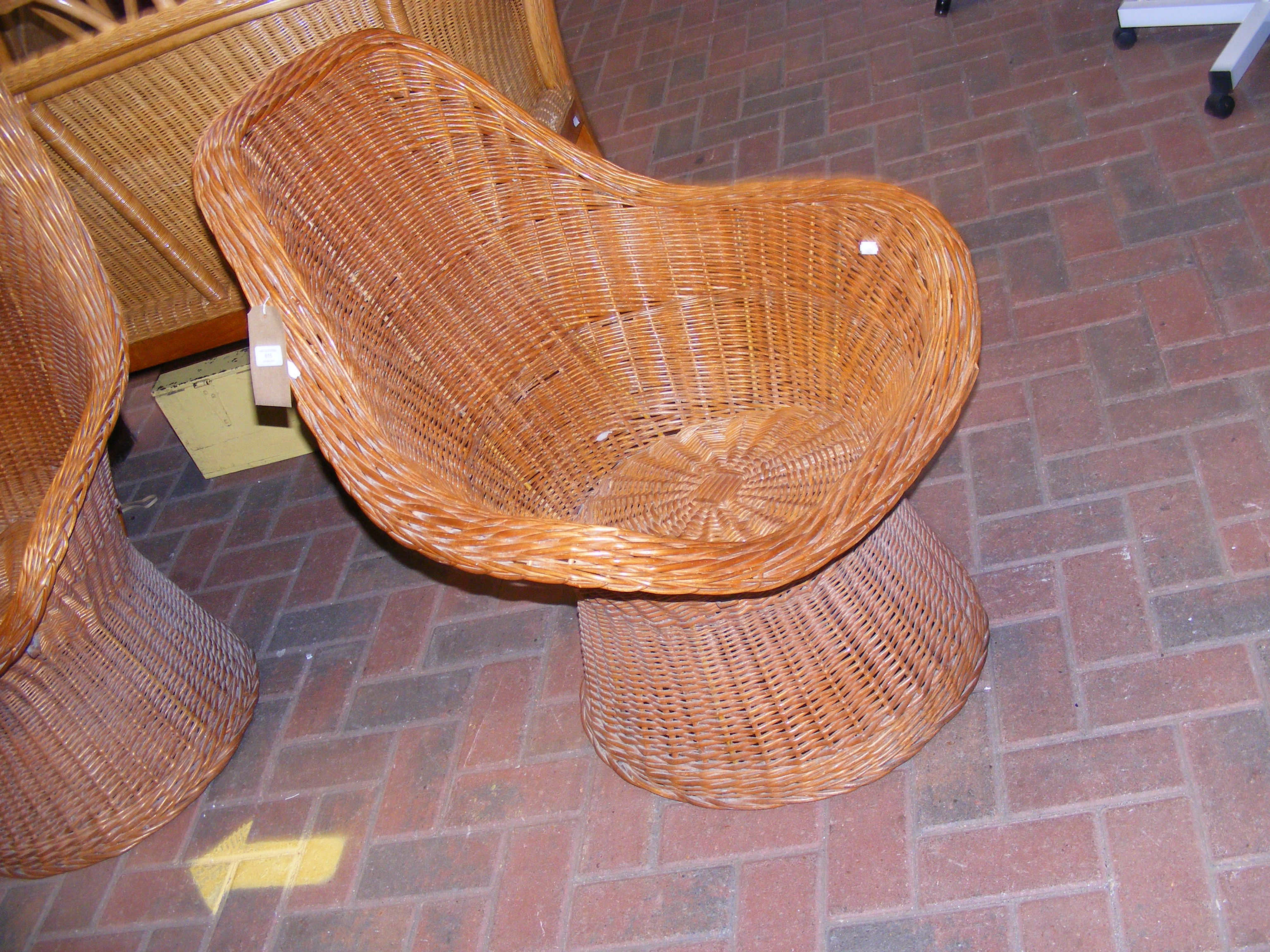 Two vintage rattan high back basket chairs - Image 2 of 9