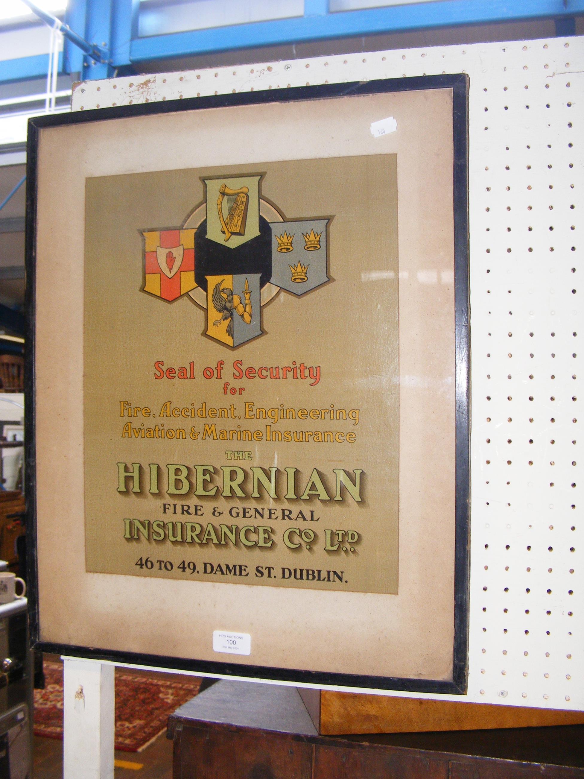 A vintage Hibernian Insurance Company poster