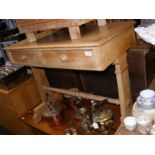 A stripped pine desk with side by side drawers - w