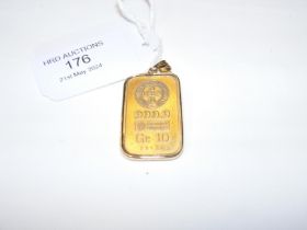 A bank of Switzerland gold ingot