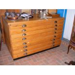 An antique eight drawer plan chest - 150cms wide