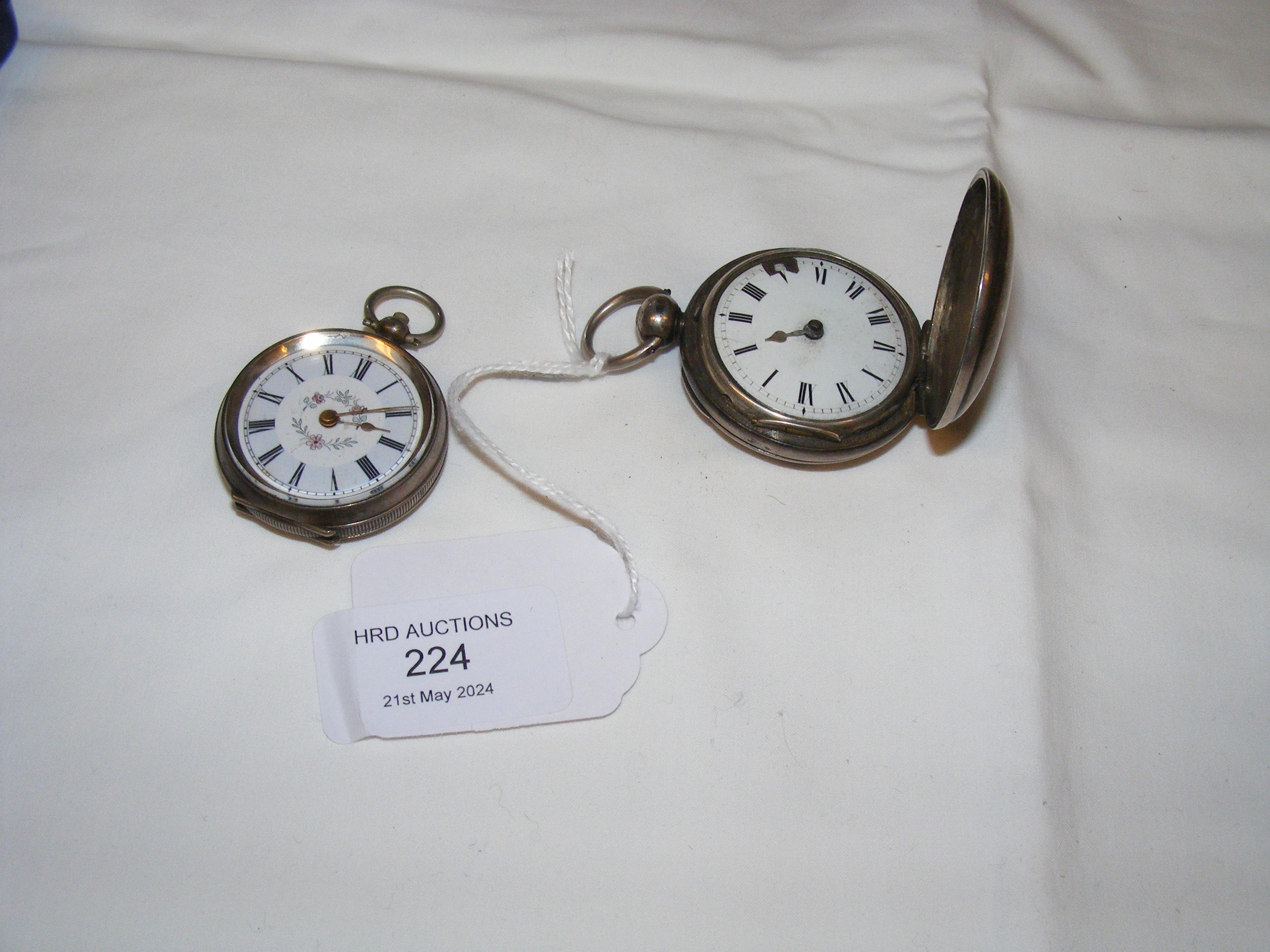 A silver full hunter pocket watch and one other