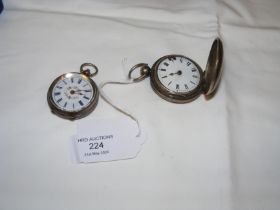 A silver full hunter pocket watch and one other