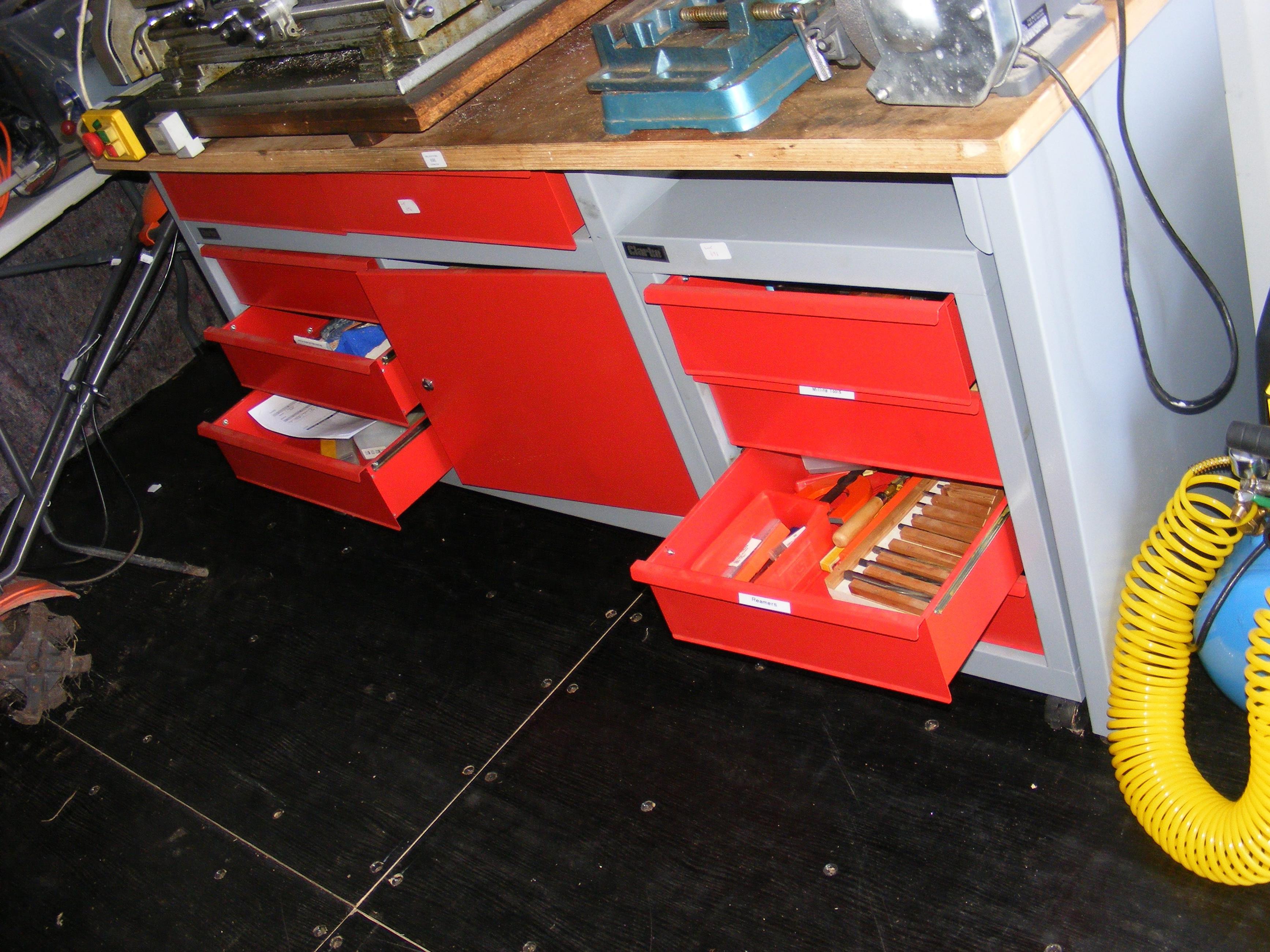 The Clarke work bench with various drawers and cup