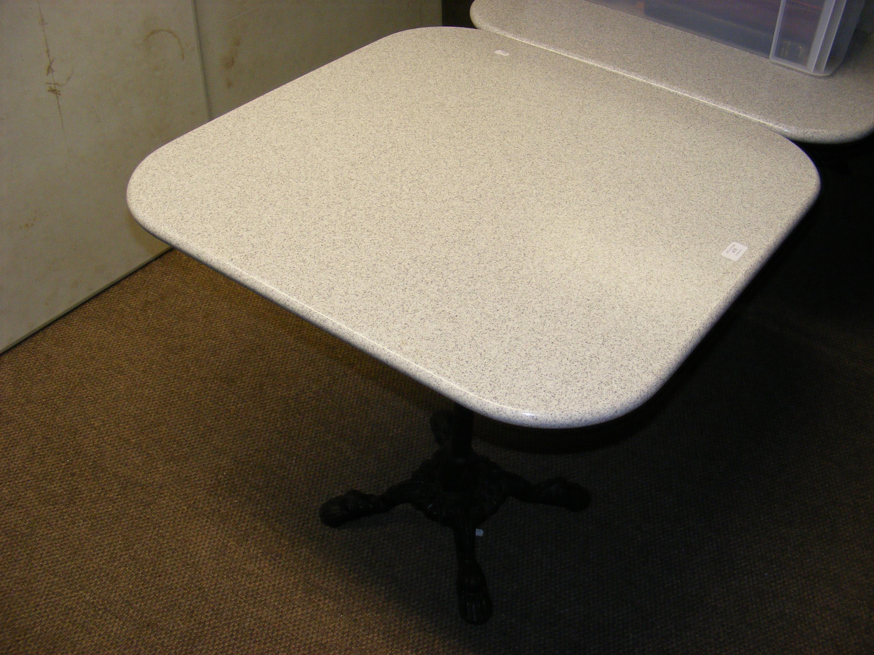A white granite terrazzo effect bistro table, with