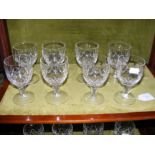 A suite of eight Stuart cut glass short stem goble