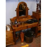 A lacquered pine dressing table with separate swin