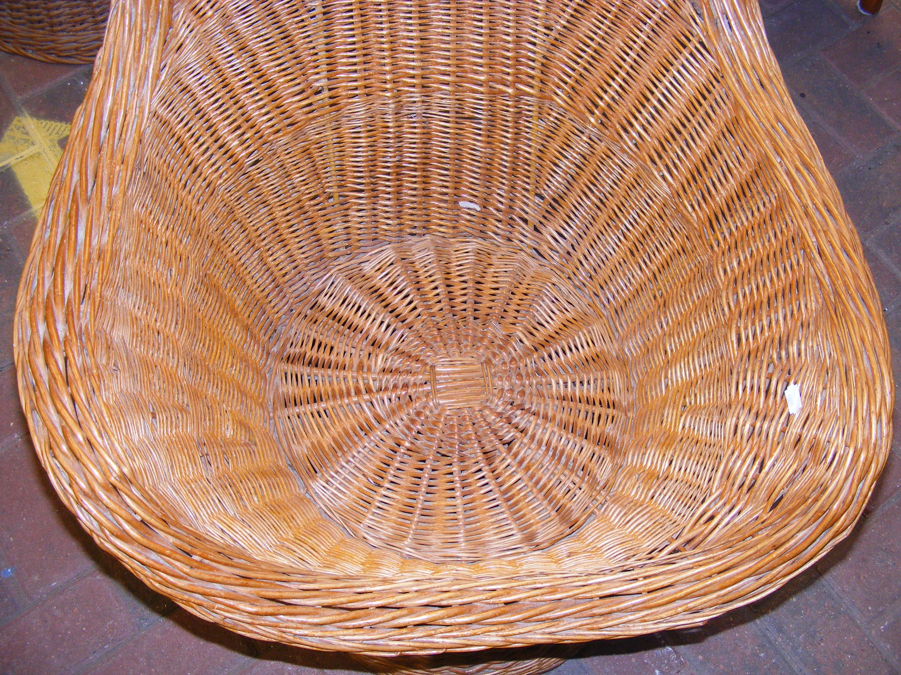 Two vintage rattan high back basket chairs - Image 3 of 9