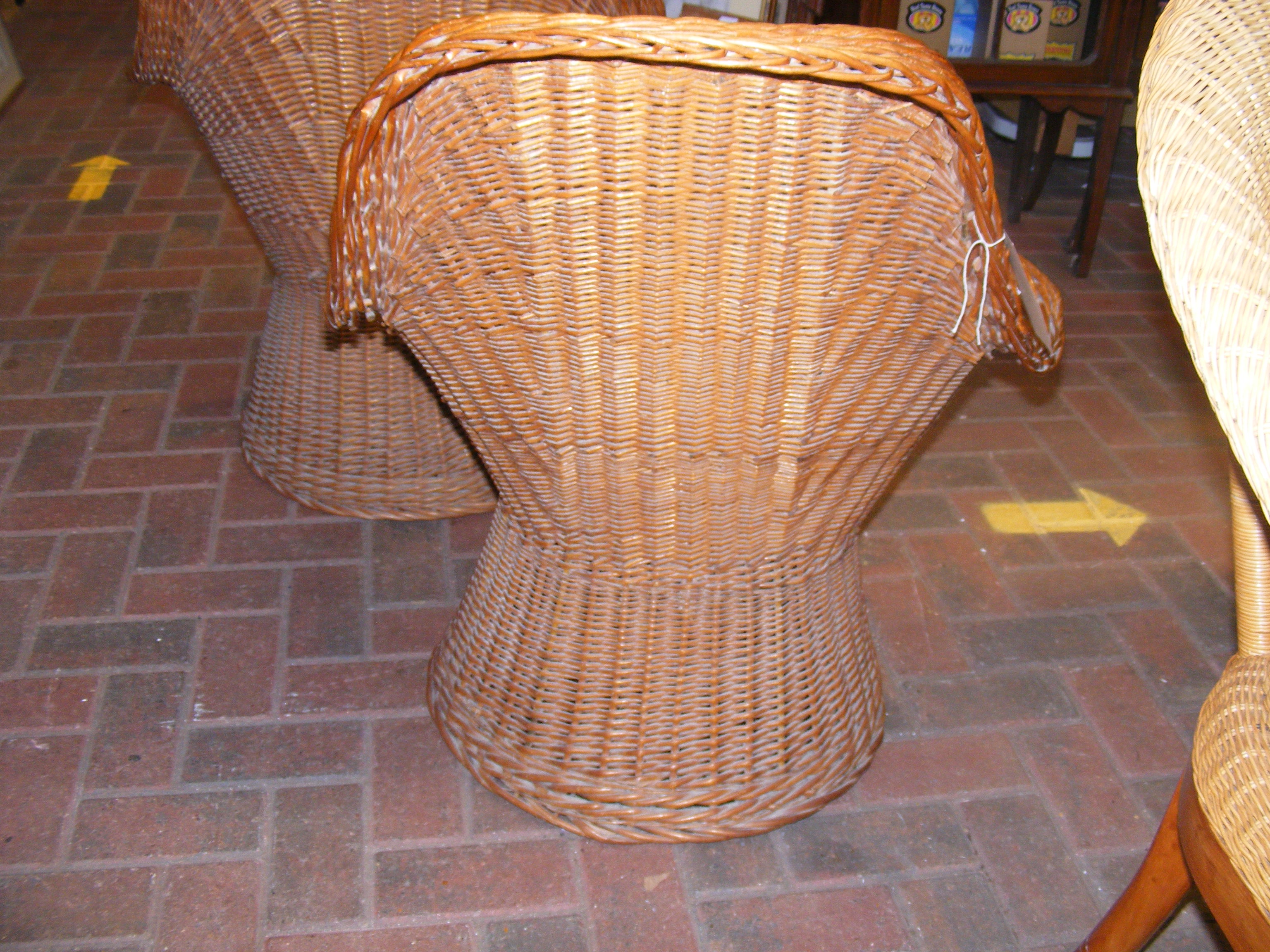 Two vintage rattan high back basket chairs - Image 5 of 9