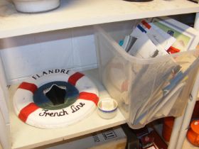 A box of cruise liner ephemera, together with Flan