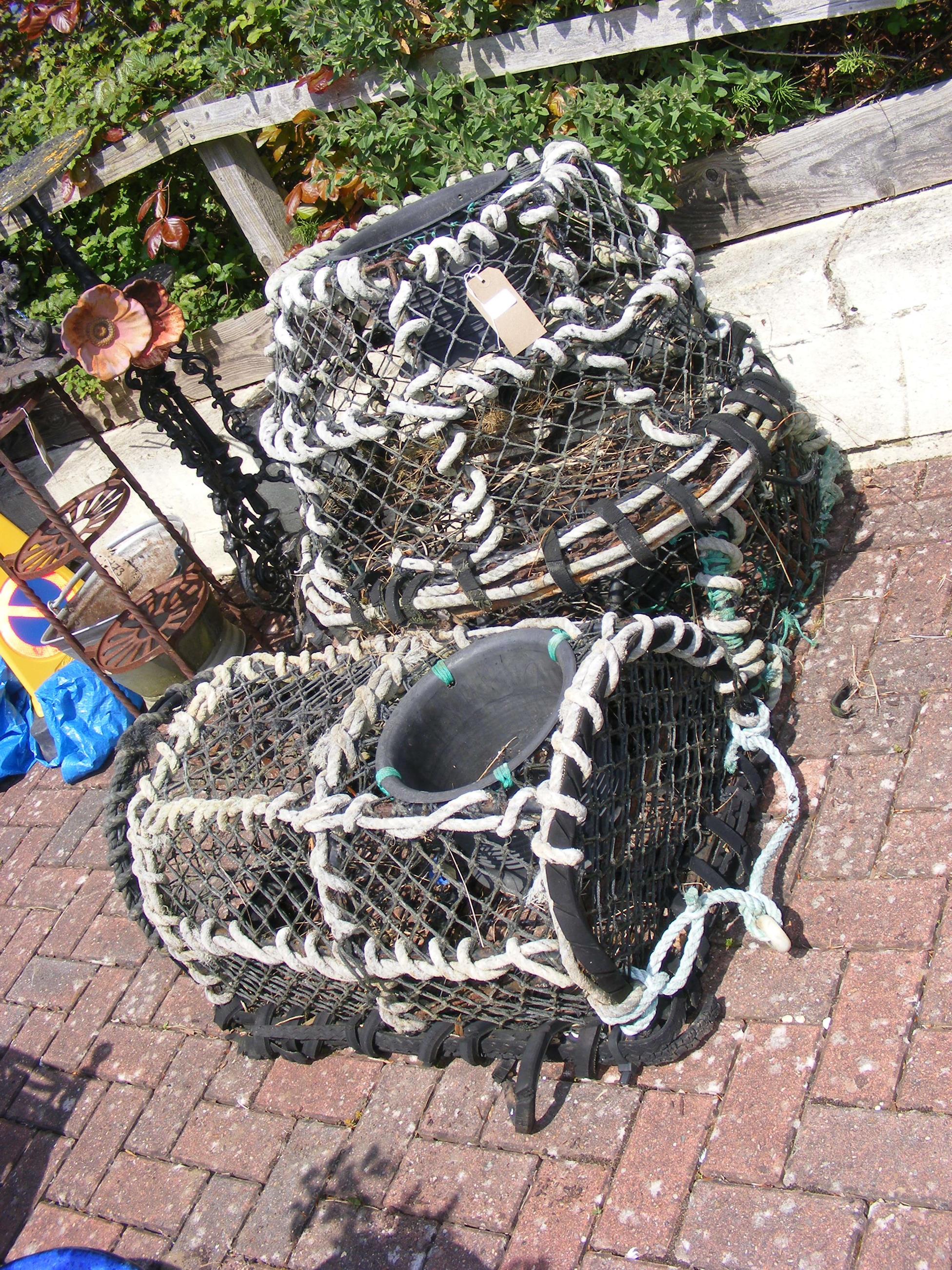 Three lobster baskets