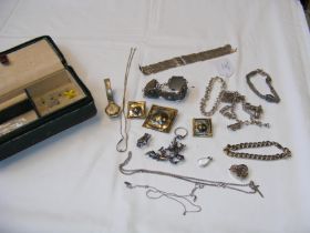 A selection of costume and silver jewellery includ