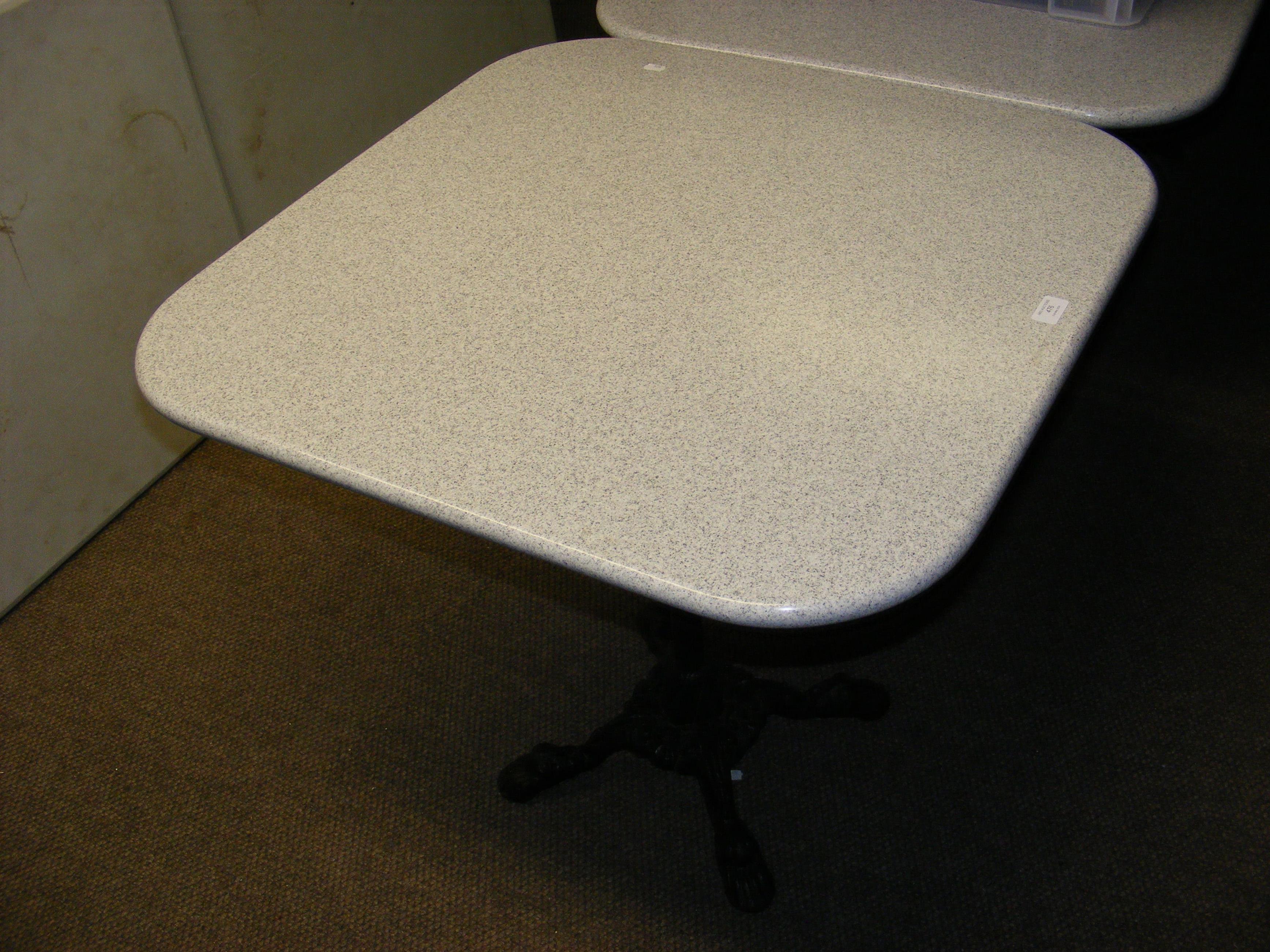 A white granite terrazzo effect bistro table, with