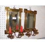 A pair of 34cm antique hall mirrors with candle mo