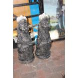 A pair of 70cm high cast concrete lion garden orna