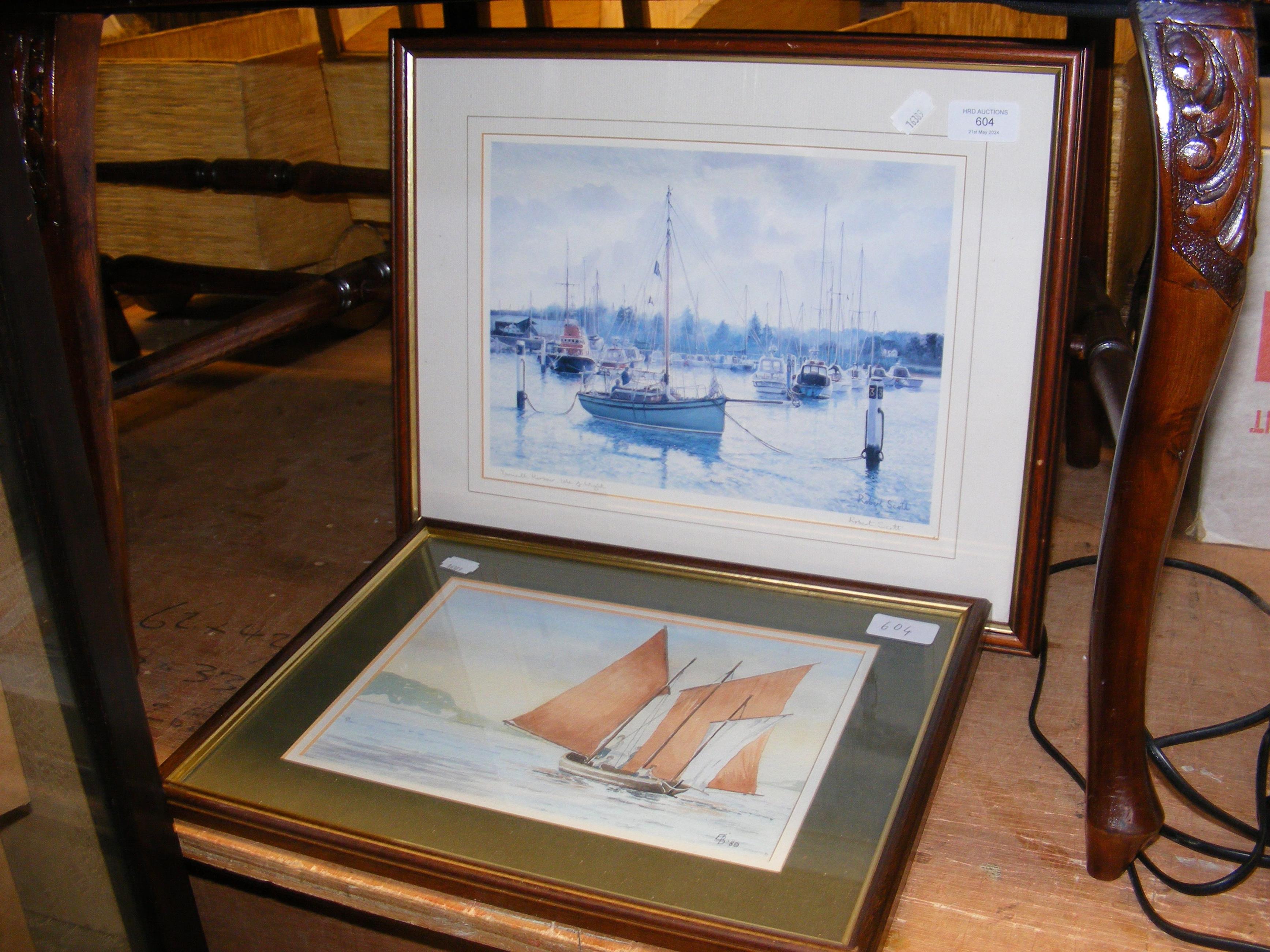 A Robert Scott print of Yarmouth Harbour, together