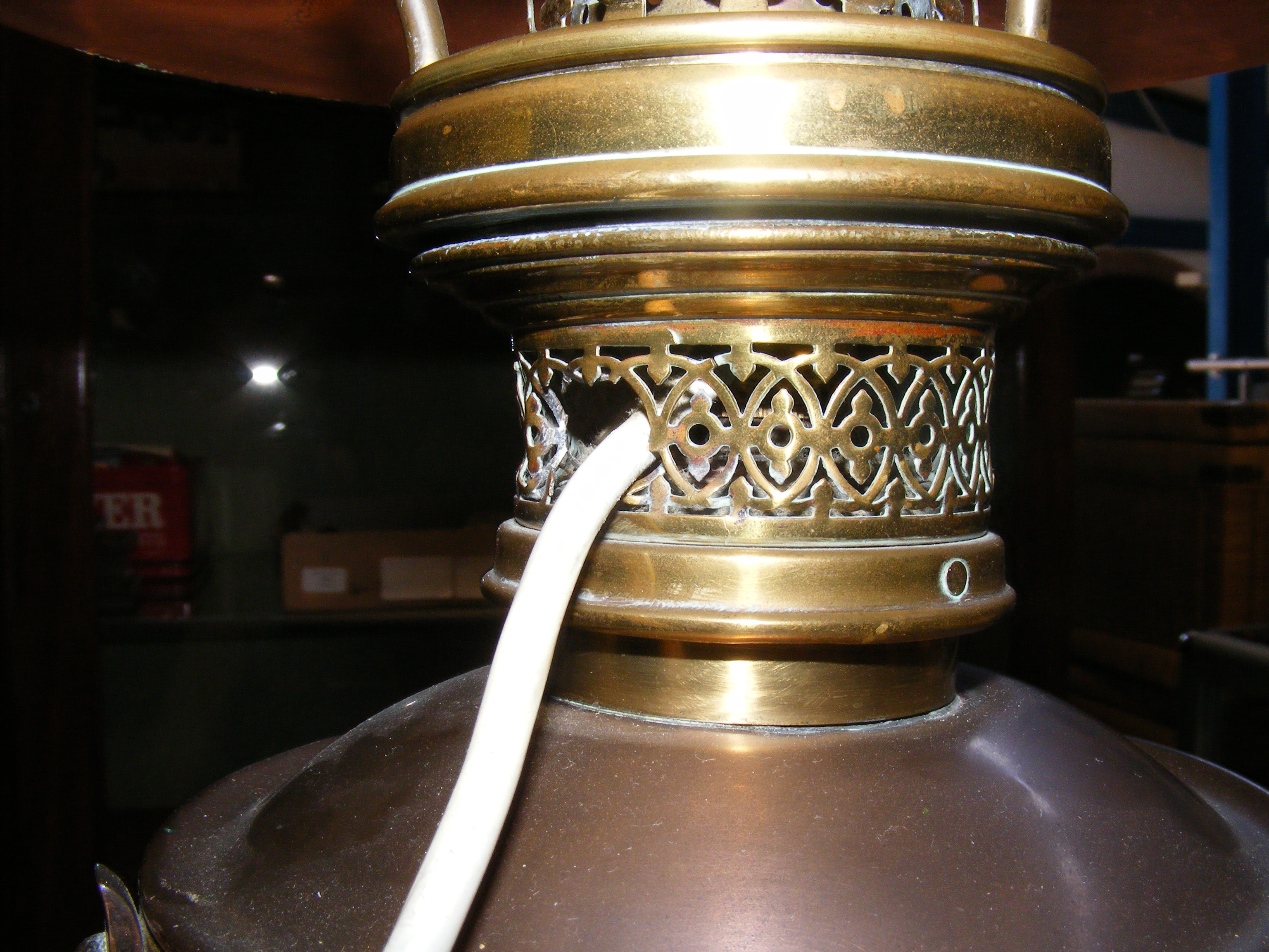 A converted brass and copper lamp, together with a - Image 2 of 10