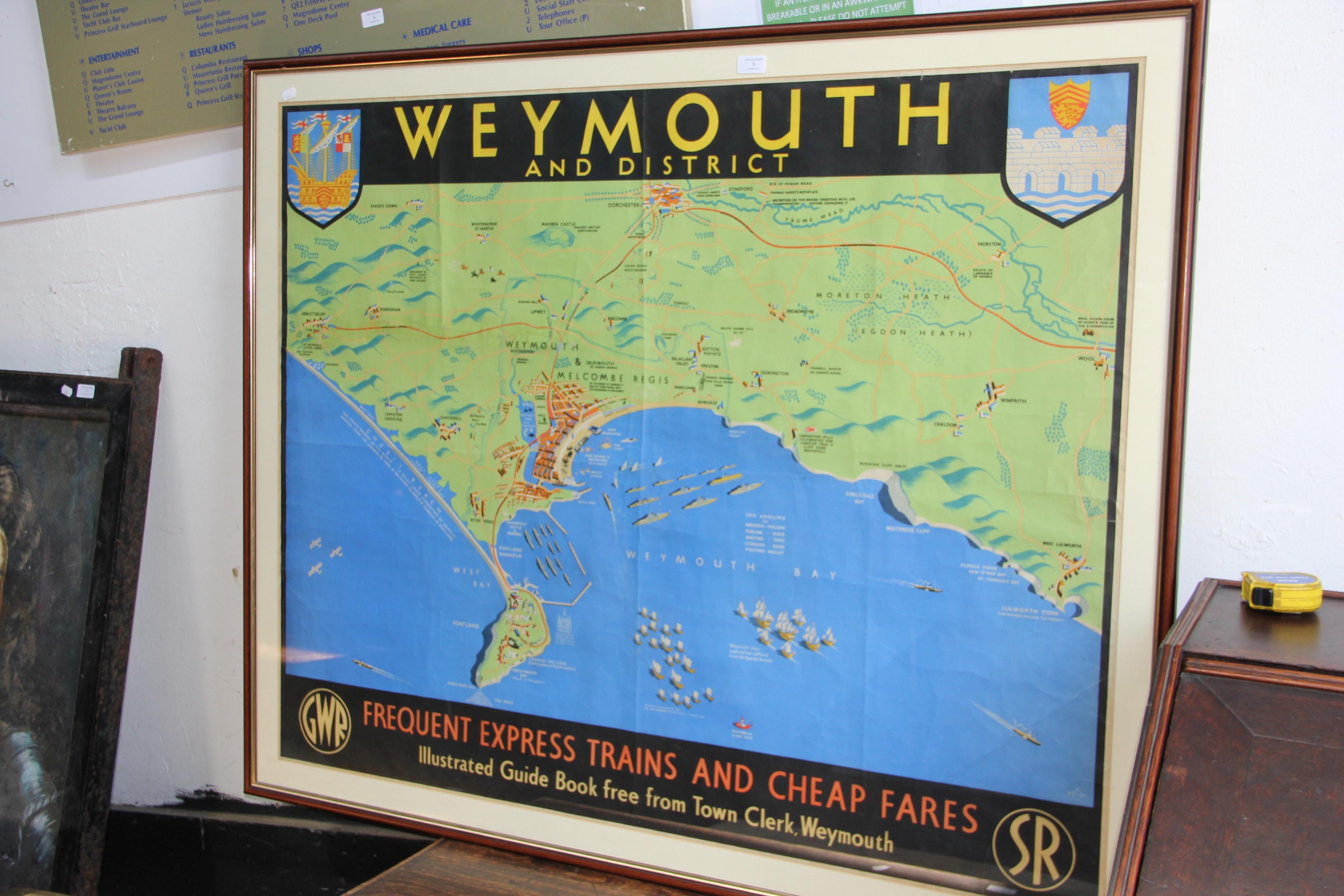 An original 1930's Weymouth and District train poster