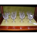 A suite of eight Stuart cut glass short stem goble