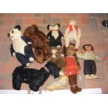 Assorted vintage soft toys, including Chiltern Hyg