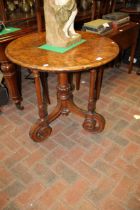 A William IV burr walnut circular top occasional t