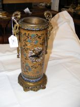 An antique Cloisonne and gilt mounted vase - 34cms