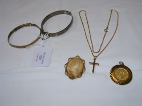 A gold cross, bangles etc.