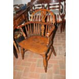 An antique yew wood Windsor chair