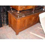 An oak blanket box - width 127cm containing a large collection of old OS maps