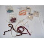 A selection of strands of freshwater pearls, toget