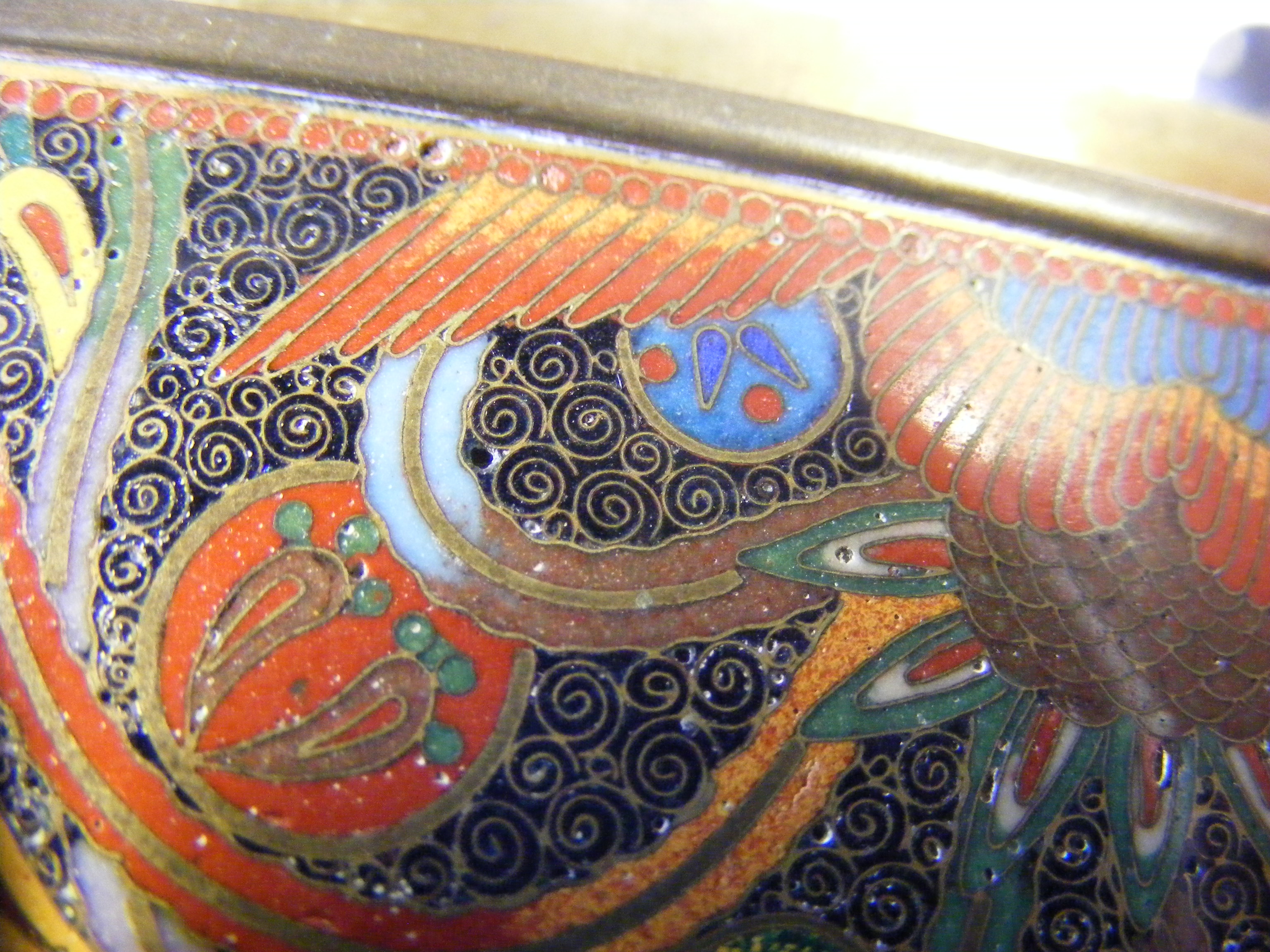 An antique Cloisonne rectangular box with dragon a - Image 13 of 17