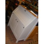 A Padstow light oak and painted taupe bureau - wid