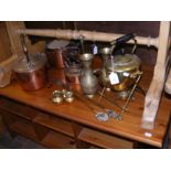 Brass and copper metal ware including kettles