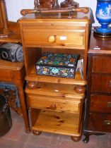 A pair of lacquered pine bedside cabinets - width