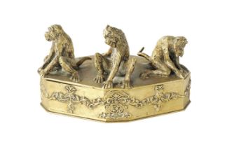 CHRISTOPHE FRATIN (1801-1864) A FRENCH BRONZE FIGURAL BOX