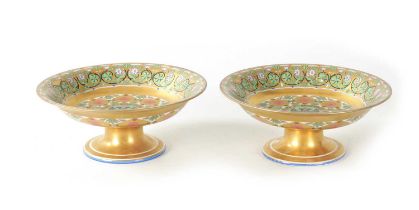 A PAIR OF MID 19TH CENTURY RUSSIAN PORCELAIN DESSERT TAZZAS FROM THE KREMLIN
