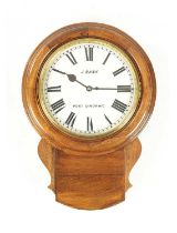 J. BANK, PORT DINORWIC. A LATE 19TH CENTURY 14” DIAL FUSEE WALL CLOCK