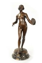 PRF. TUCH (BRUNO ZACH) A LATE 19TH CENTURY BRONZE STANDING FIGURE OF A YOUNG MAIDEN