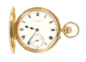 THOMAS RUSSELL & SON, LIVERPOOL. AN 18CT GOLD DEMI-FULL HUNTER GENTLEMANS POCKET WATCH