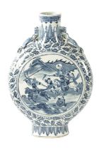 A 19TH CENTURY OVER-SIZED CHINESE BLUE AND WHITE MOON FLASK